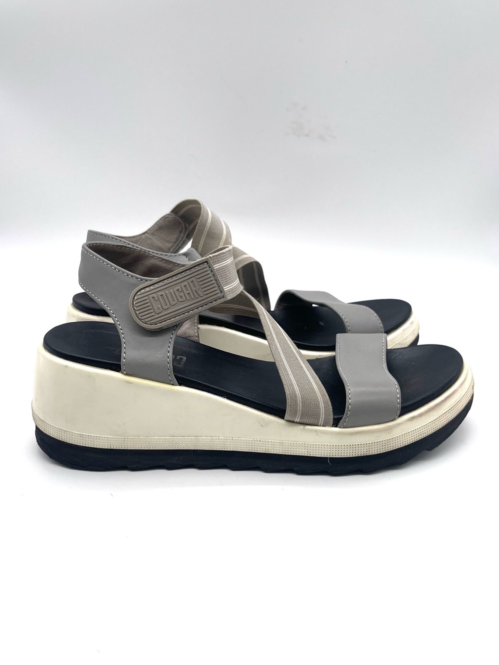 Cougar Platform Sport Sandal in Gray and Cream